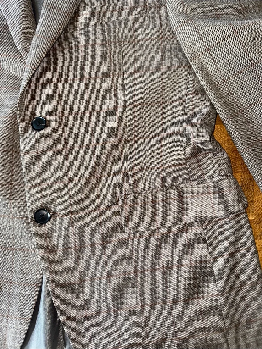 Alfani Men's Taupe Plaid Sport Coat Blazer